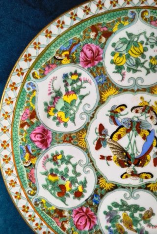 Piatto Porcellana Cinese Rose Medallion Oro
