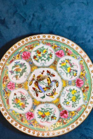 Piatto Porcellana Cinese Rose Medallion Oro