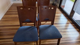 4 Sillas de Comedor Madera y Tela