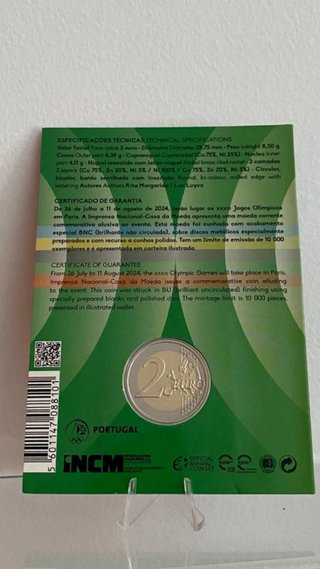 Moneda 2 euros Portugal 2024 Equipo Olímpico