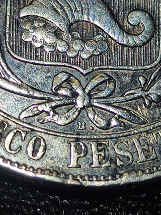 5 Pesetas 1880 Lima . Variante Punto B.