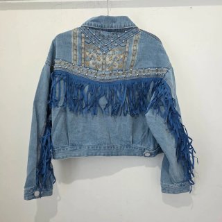 Giacca jeans donna con frange