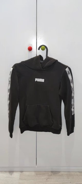 Sudadera Puma Negra con Logo Blanco Talla 11-12