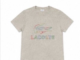 Camiseta Lacoste Beige Cocodrilo Arcoíris