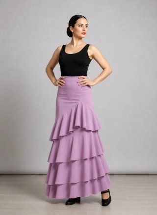 Falda Flamenca Morada con Volantes