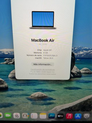 MacBook Air M1 2020 8GB 128GB SSD Plata