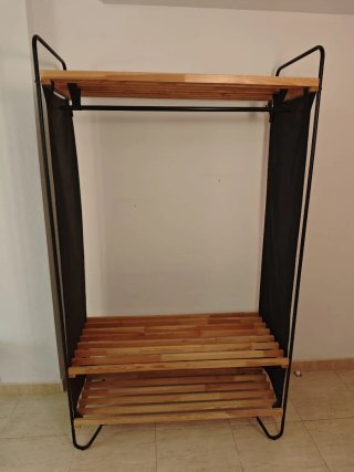 Perchero Estantería Madera y Metal