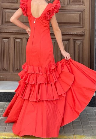 Traje de Flamenca Coral Talla 36-38 gitana sevilla
