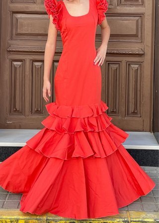 Traje de Flamenca Coral Talla 36-38 gitana sevilla