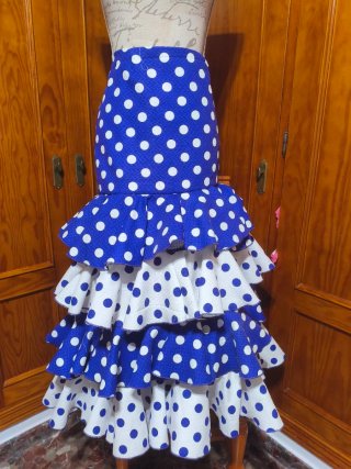 Falda flamenca lunares azul y blanco