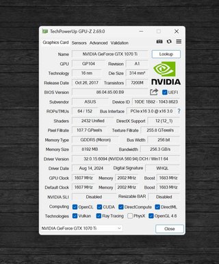 ASUS Cerberus GTX 1070Ti 8GB GDDR5