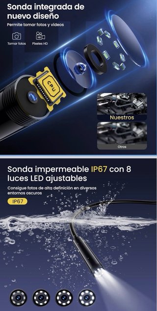 Endoscopio HD 1920 IP67 5m Camara inspeccion