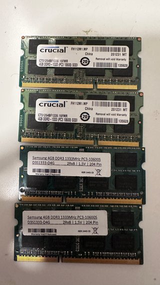 4x 4GB DDR3 1333MHz Módulos RAM (16GB)
