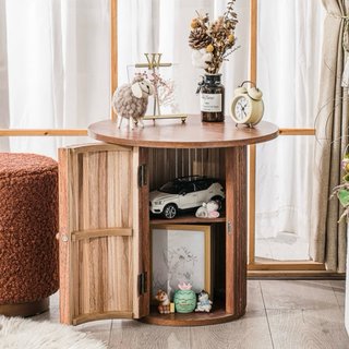 Mesa auxiliar circular de madera Maisons du monde