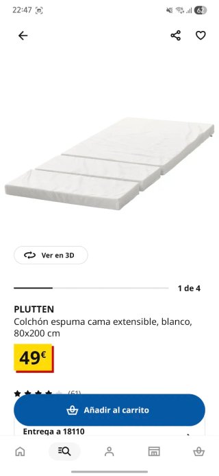 Cama extensible infantil MINNEN IKEA con colchón