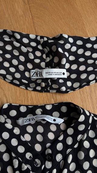 Blusa Zara lunares negra blanca Talla XS
