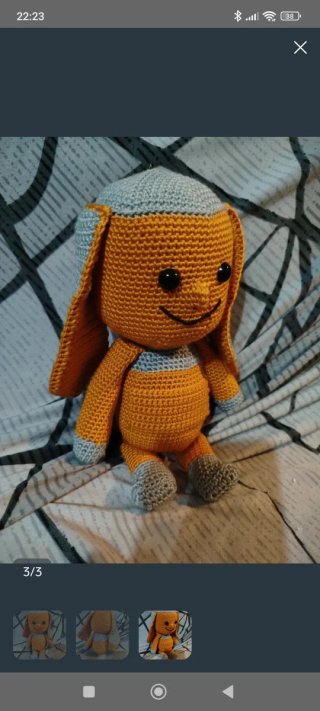 Muñeco Amigurumi Duppi Naranja y Gris