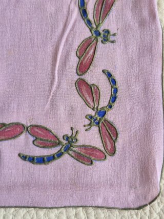 Excepcional Pañuelo Antiguo de Seda Pintado mano