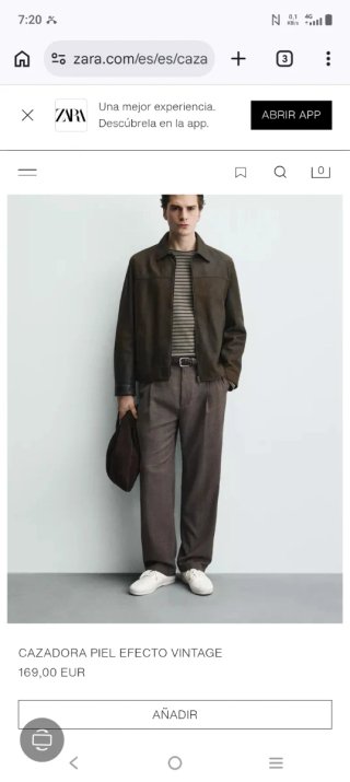 Chaqueta de cuero marrón Talla L
