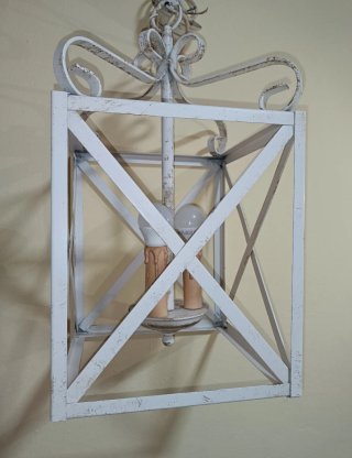 Lámpara Forja Metal Blanco Envejecido