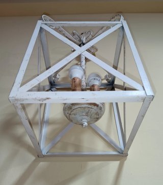 Lámpara Forja Metal Blanco Envejecido