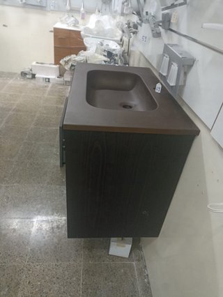 Mueble de baño lavabo marrón y beige