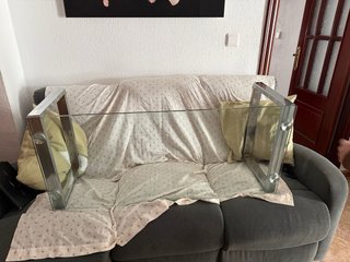 Mesa de cristal y metal plateado Regalo
