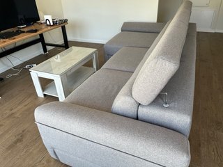 Sofá modular tela gris y beige