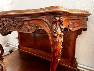 Consola antigua Isabelino mármol y madera