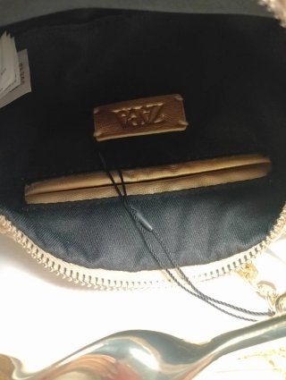 Bolso fiesta mini Zara trenzado dorado asa metal