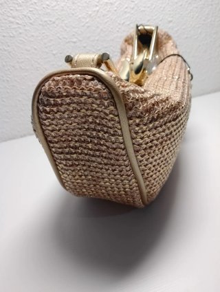 Bolso fiesta mini Zara trenzado dorado asa metal