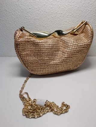 Bolso fiesta mini Zara trenzado dorado asa metal