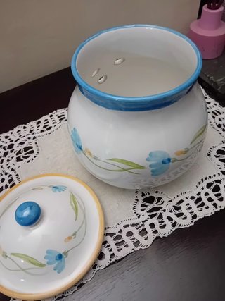 Barattolo Vietrese Ceramica Fiori Blu