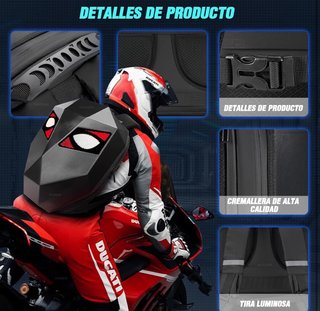 Mochila para Motocicleta Negra y Roja