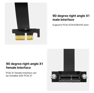 DERAPID Cable Elevador PCIe 3.0 X1 90° Ángulo