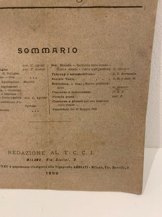 Antica rivista Touring C.C.I. anno 1899