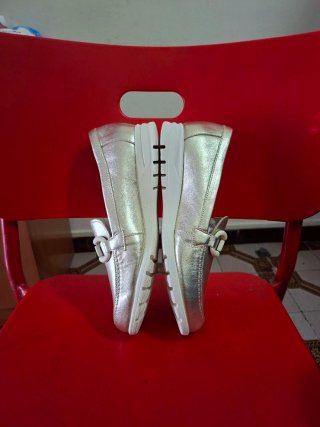 Mocasines de Cuero Pitillos Dorados/Plateados