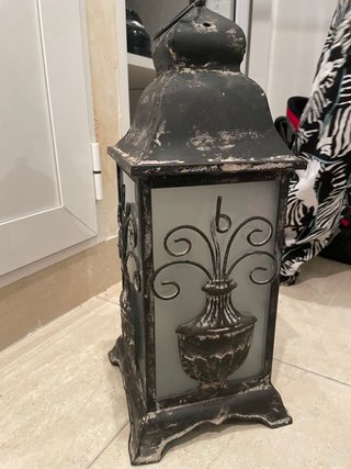Pareja Farolas Decorativas Metal Vidrio