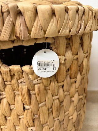 Cesta de mimbre redonda con tapa