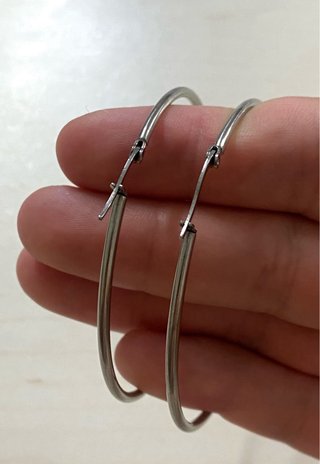 Minimalistas Pendientes Aros Lisos 60mm Acero 316L
