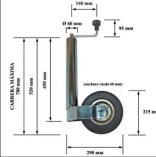 Rueda Jockey 60mm remolque caravana van