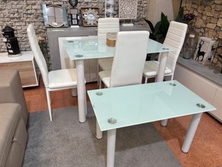Juego Comedor + Mesita Centro Blanca