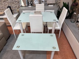 Juego Comedor + Mesita Centro Blanca