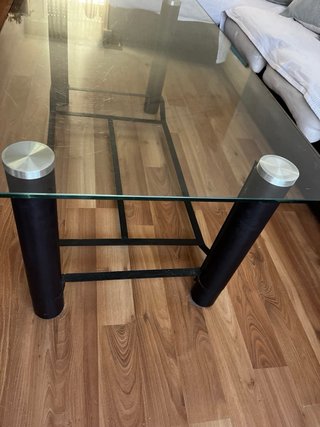 Mesa de centro cristal y metal negra
