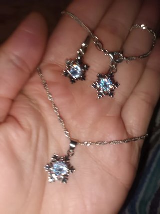 Collar y pulsera copo de nieve con circonita