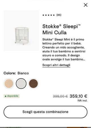 Culla Stokke Sleepi Mini + Materasso + Velo + Asta