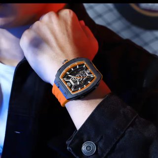 Reloj NIBOSI Negro Naranja Hombre