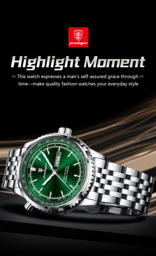 Reloj POEDAGAR Hombre Verde y Plateado