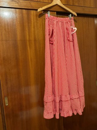Falda Rociera Volantes Rojo y Blanco