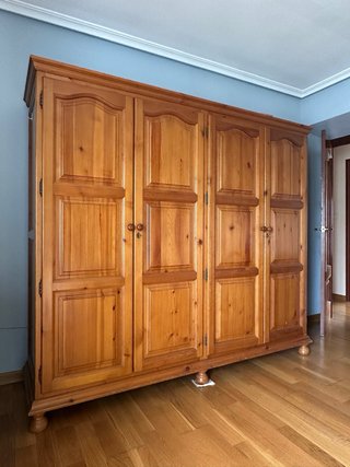 Escritorio madera maciza pino y cristal